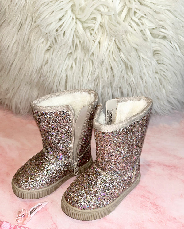Toddler girl glitter boots
